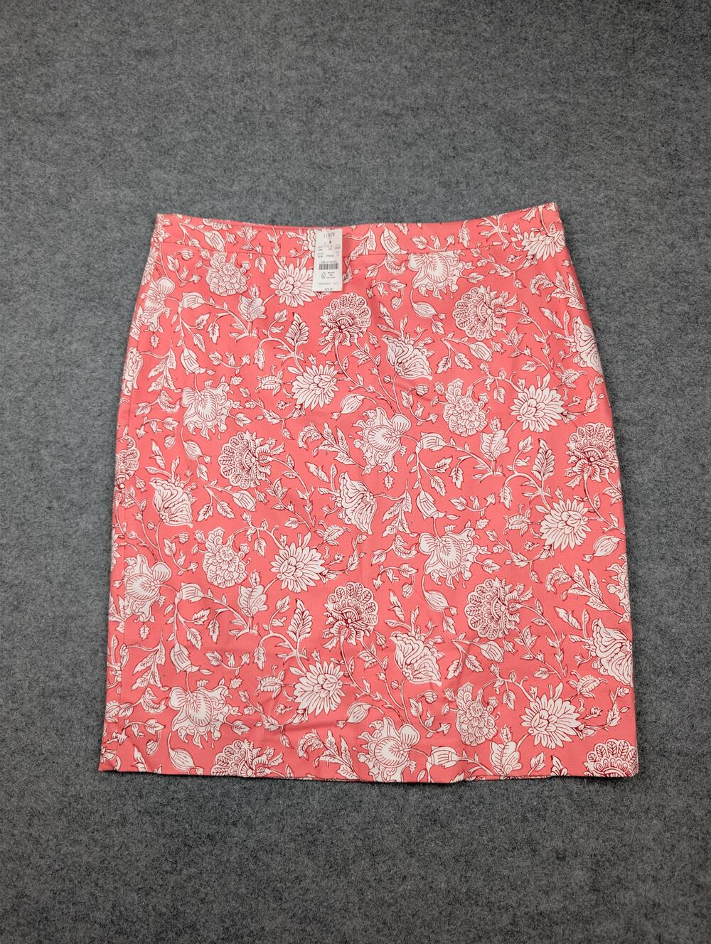 J.Crew Skirt Womens 14 Pink Floral Satin Pencil Knee Length Lined Work New